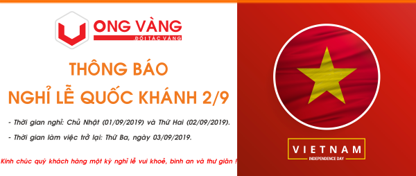 Ong Vàng nghỉ lễ Quốc Khánh 02/09/2019